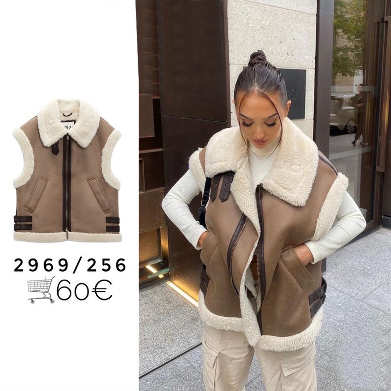 Autumn European and American Clothing Foreign Trade European and American Style Fashionable Camel Motorcycle Fur Vest