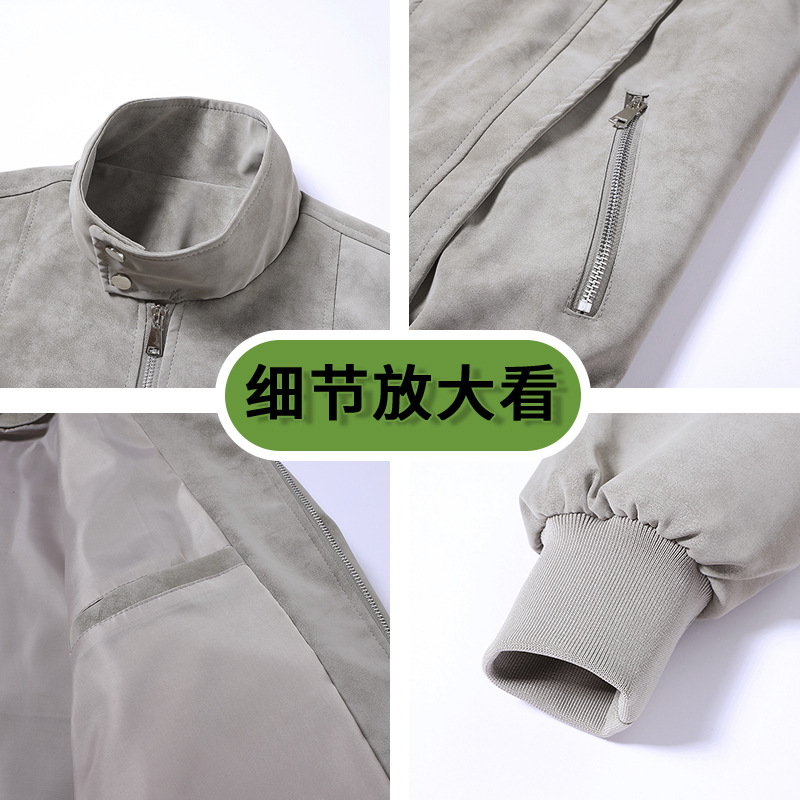 Chaqueta transfronteriza para hombres primavera y otoño comercio exterior estilo americano retro cuello de béisbol ocio suelto abrigo de cuero lavado con agua abrigo de hombre de estilo portugués