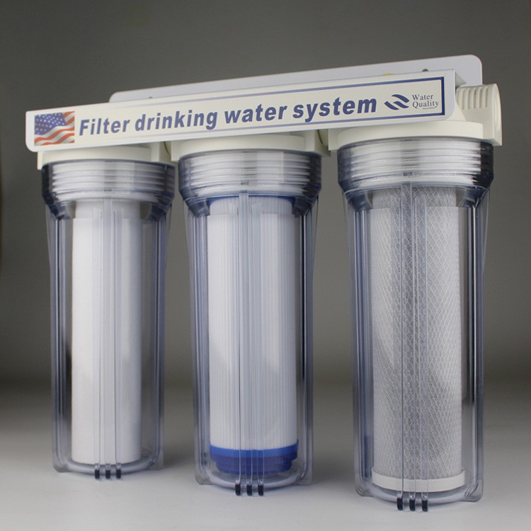 Filtro frontal de una sola etapa engrosada a prueba de explosiones purificador de agua elemento de filtro de bricolaje doble de tres niveles Filtro de tubo transparente al por mayor