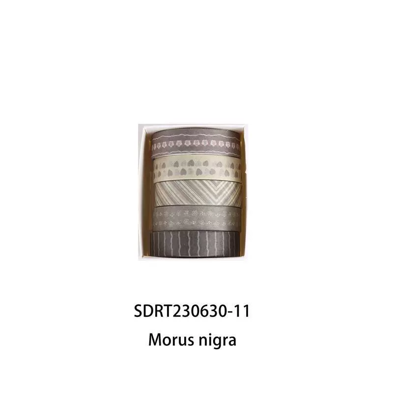 Washi tape set Mori Mori, 1 cm × 2 m 5‑rolls, retro decorative patterns