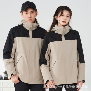 新款户外防寒服男女同款三合一防风保暖两件套可脱卸印刺绣logo
