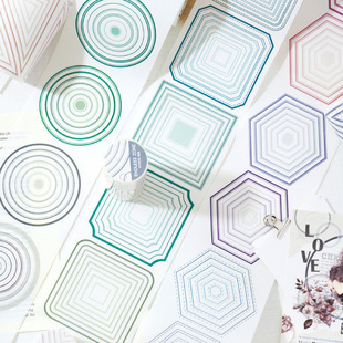 Endless Frame Heavy Oil and Paper Die-cutting Tape Simple Ins-style Hollow Circle Box Hand Account Decoration Sticker