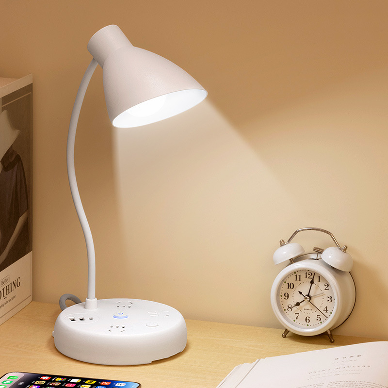 다기능 책상 램프 소켓 학생 기숙사 눈 보호 연구 램프 침대 옆 야간 조명 컨버터 플러그 USB 충전