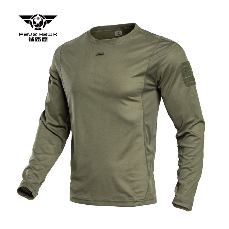 Pulaoing Ice Round Neck Quick-Dry Tactical Long-Sleeve Training Shirt Cross-Border Quick-Dry T-Shirt Outdoor Sports Quick-Dry Clothing