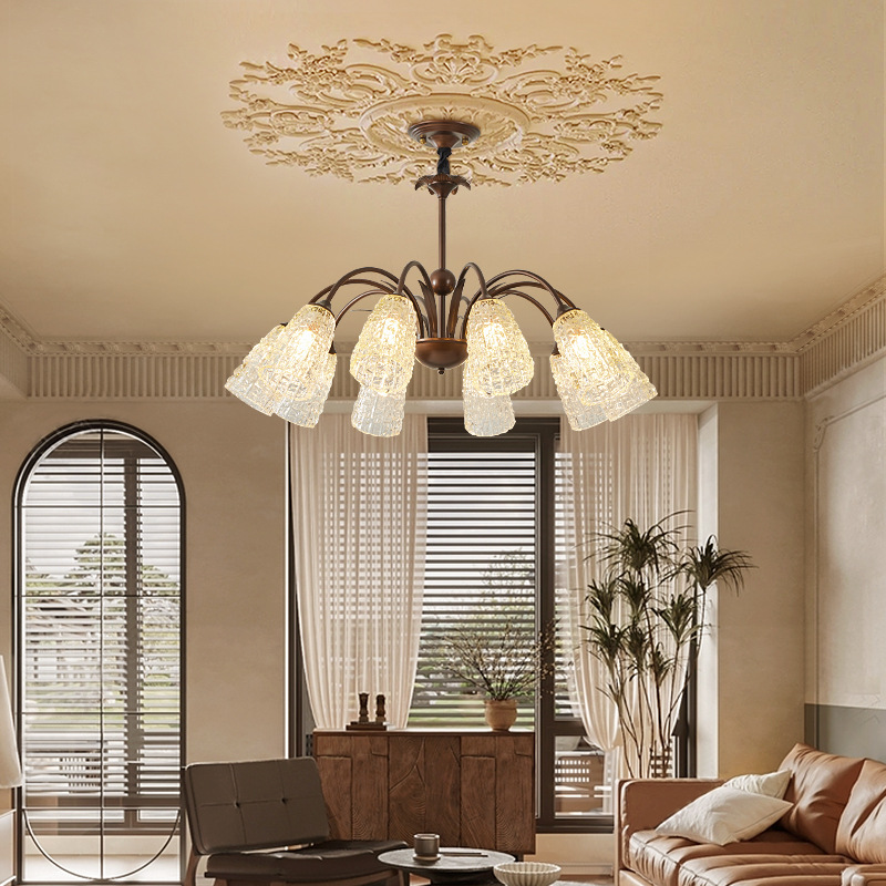 Araña de sala de estar, estilo chino americano, luz principal de salón, estilo francés romántico Nanyang, diseño, iluminación de dormitorio de comedor