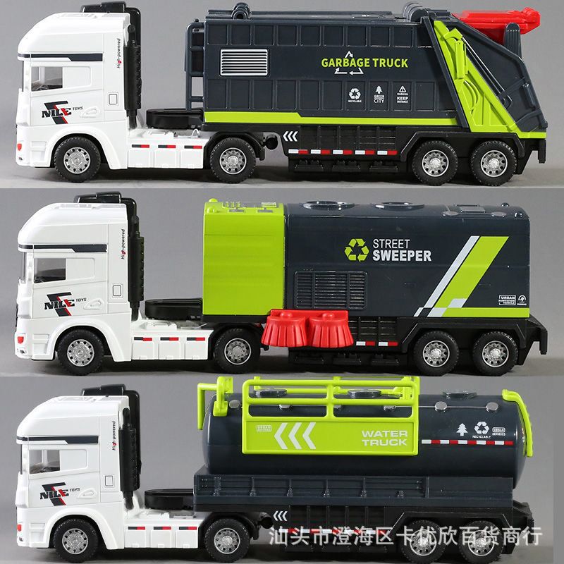 男の子シミュレーション都市防疫衛生車装飾品慣性走行ゴミ収集車道路掃除車スプリンクラーモデルおもちゃ|undefined