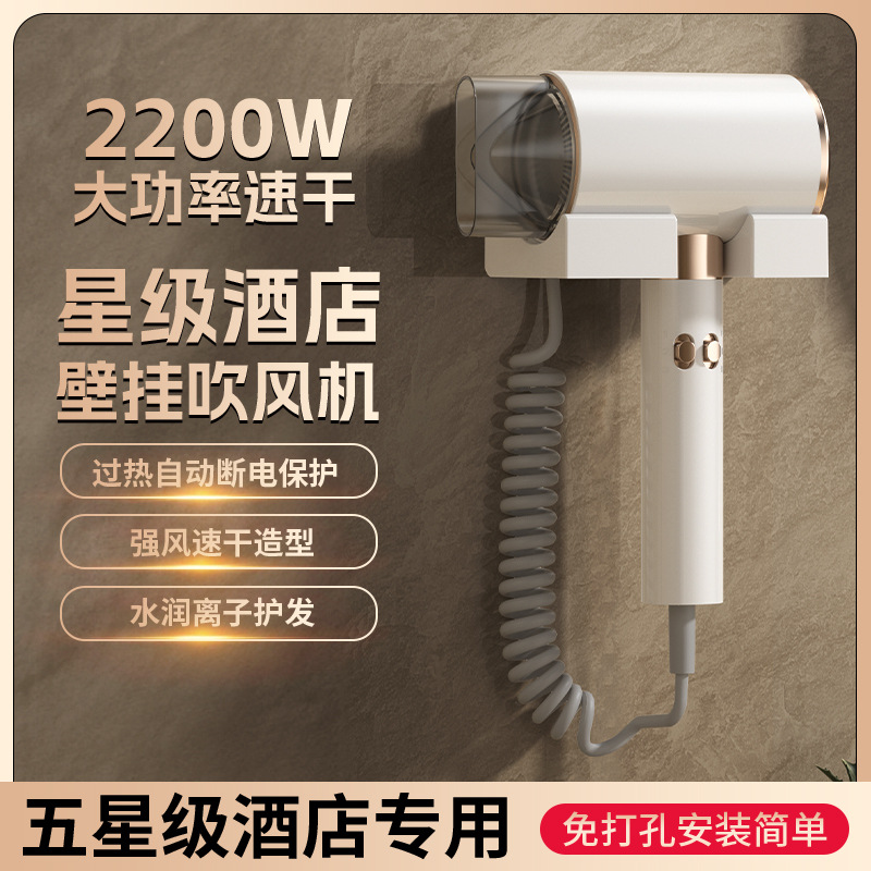 Cross-Border Hotel Special Hair Dryer Wall-Mounted High-Power Bathroom Hotel Punch-Free Hair Dryer