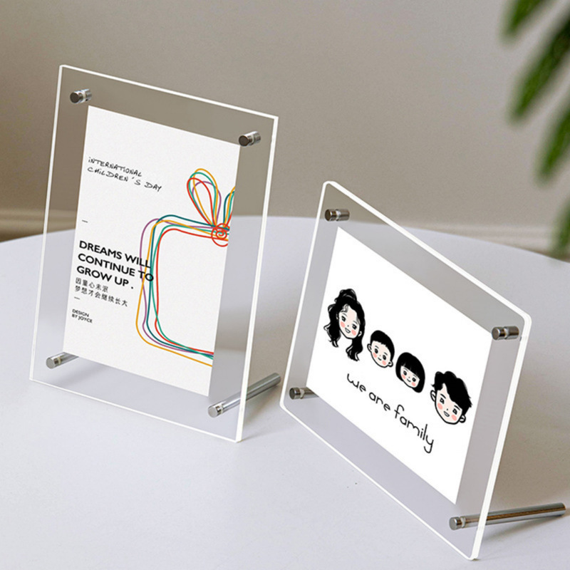 0014 Acrylic Photo Frame Display Stand 6inch Photo Frame Transparent Crystal Postcard Desktop Photo A4 Poster Picture Frame