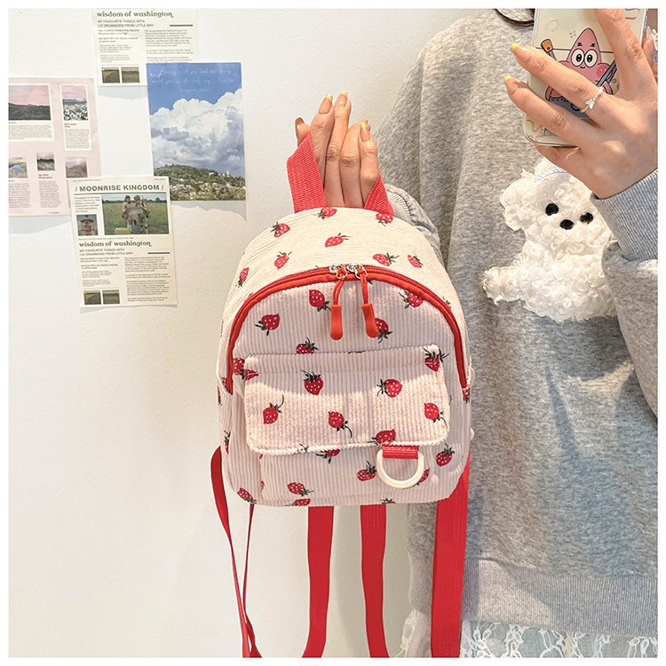 New Children's Backpack, Korean Style Backpack, Cute Corduroy Women's Bag, Simple Casual Mini Sweet Backpack