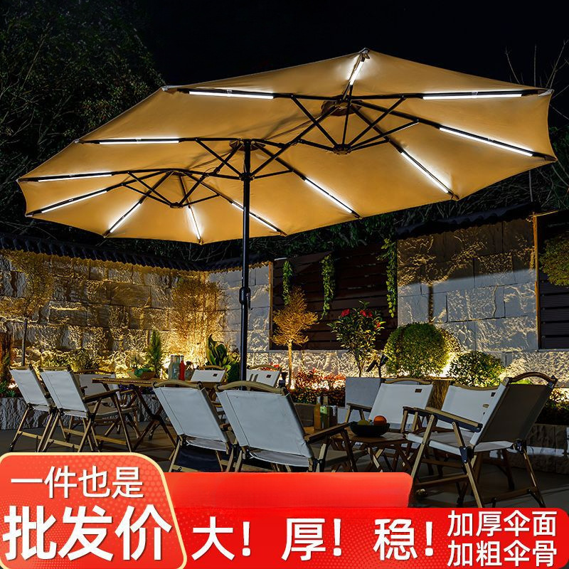 Outdoor parasol large three-head umbrella stall large umbrella…