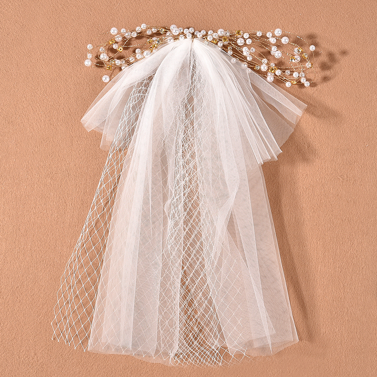 Bride Headdress Mesh Bow Hair Accessories Short Veil Jewelry Wedding Dress display picture 2
