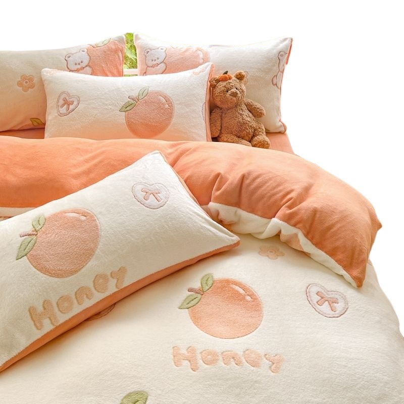 Leche de coral cubierta de edredón de una sola pieza 150x200x230 dormitorio individual en invierno engrosado y cubierta de edredón de cuatro piezas