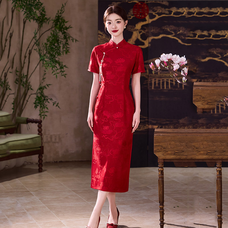 Red Cheongsam, Modernized Young Style, High-End New Chinese Style Bridal Toast Dress, Wedding Dress, Engagement Dress, Homecoming Dress