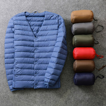 男士秋冬新款轻薄圆领V领羽绒服内胆流行薄款休闲短款白鸭绒外套