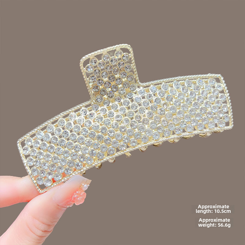 Temperamento Full Diamond Metal Shark Clip Hairpin Back Head Coil Hair Grab Clip Donna Primavera Estate Super Large Clip Copricapo Hair Grab_voghion.com