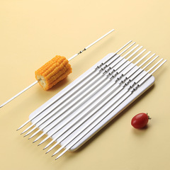 Grilled meat skewers made of food-grade 304 stainless steel, thickened lamb skewers, barbecue steel skewers, iron skewers, flat skewers, needle-shaped meat skewers