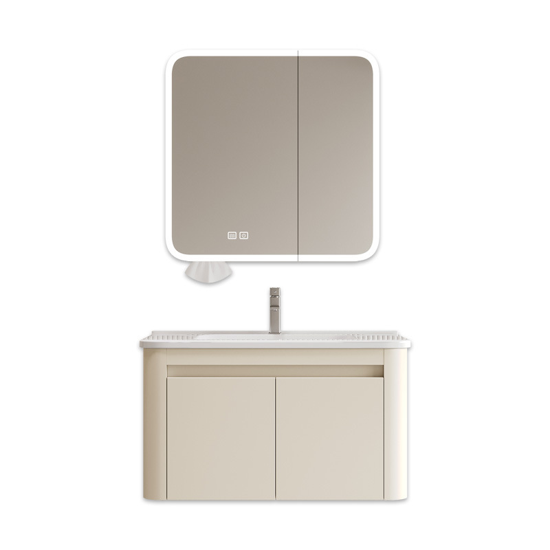 gabinete de baño de panal de aluminio espacial de pared combinado en una bañera de cerámica lavabo de mano lavado de cara gabinete de espejo inteligente