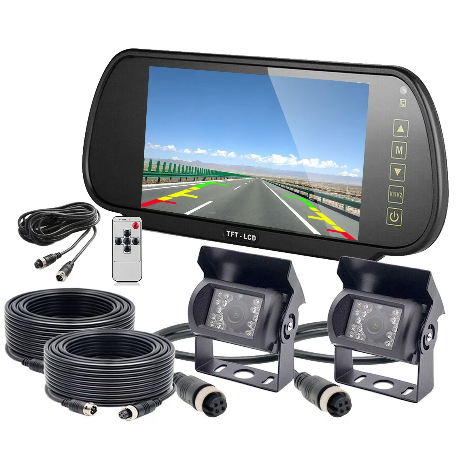 7-inch rearview mirror display with mp5 car Bluetooth SD/USB interface reversing image HD FM transmitter