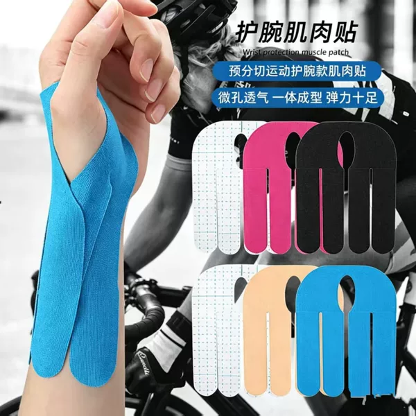 Pre-cut sports wristband muscle tape for basketball and long-distance running, providing fixed support and kinesiology tape
