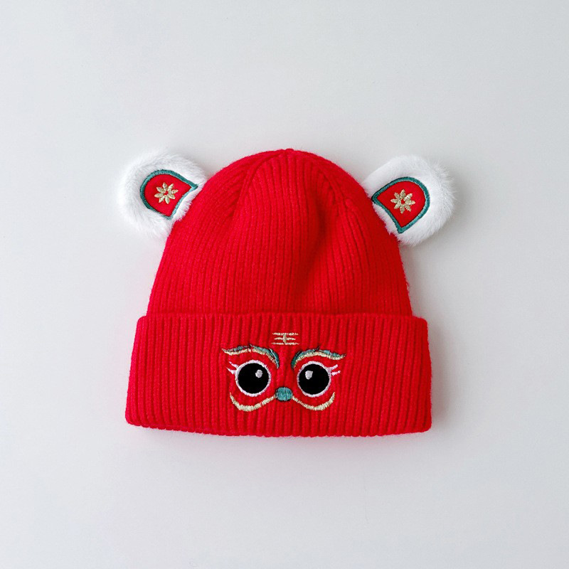 Sombreros para bebés, sombreros de lana de invierno, sombreros rojos de Año Nuevo, sombreros de punto para bebés, sombreros para hombres y mujeres, sombreros de pequeño mes