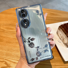 适用荣耀400Pro手机壳水钻月季花Magic7电镀透明980防摔X60保护套
