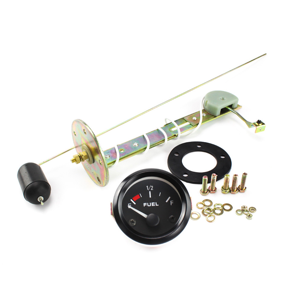 Modificación del coche 12V medidor de aceite universal 52mm negro superficie puntero medidor de nivel de aceite con flotador de aceite