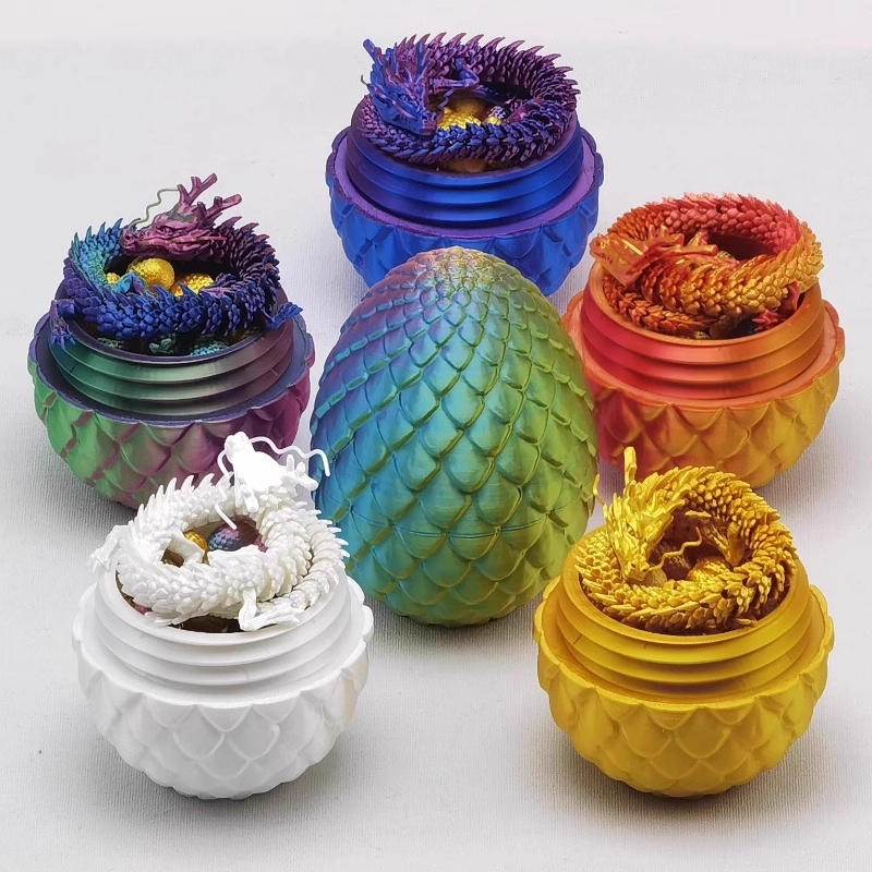 3D Printed Dragon Egg Set Jointed Dragon Large Figure Toy Car Ornament Chinese Dragon Model Chinese Dragon Egg Set
