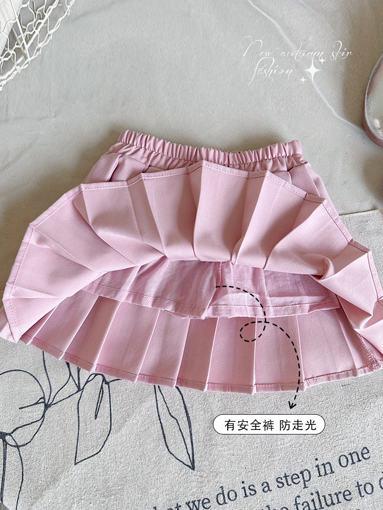 [Spot] Falda de media longitud para niñas Otoño 2025 Traje Falda plisada Falda corta para niños Jk Pantalones cortos estilo universitario