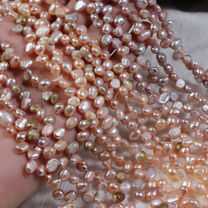 4-5mm三七兩面彩色光天然淡水珍珠巴洛克異形不規則散珠diy材料