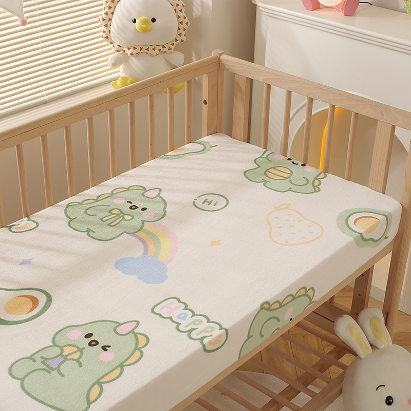 Customized Cross-Border Coral Velvet Baby Bed Sheets Milk Velvet Autumn and Winter Bedspread Bed Sheets Single Circle Elastic Bag Mattress 70*130