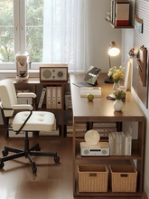 实木转角书桌学生家用2025新款学习桌书柜一体桌子拐角电脑桌台式