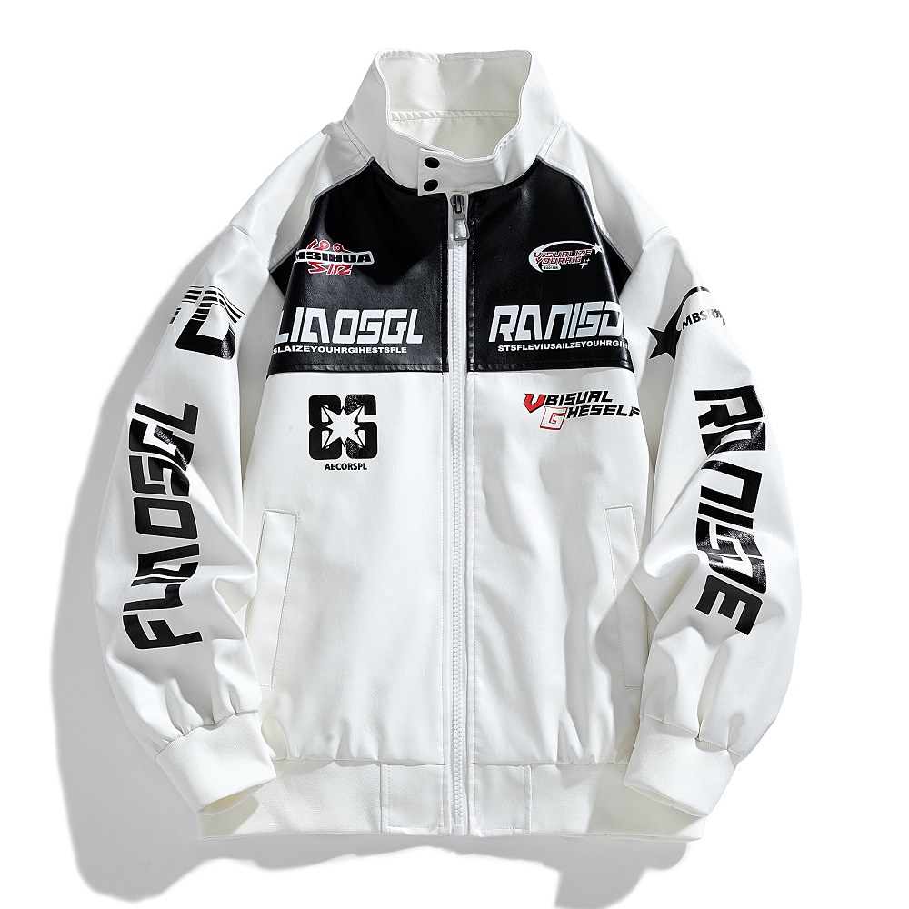 Street Trendy Fashion Stehkragen Casual Frühling und Herbst Neue Lose Herren Motorrad Lederjacke_voghion.com