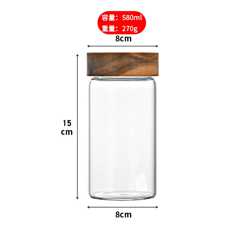 Kitchen Creative Glass Tank Miscellaneous Grain Storage Tank Acacia Covered Bar Tea Sealing Honey Bar