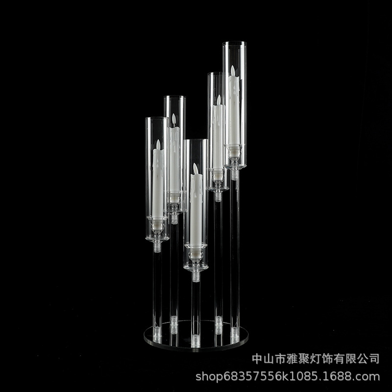 Nuevos accesorios de la boda acrílico candelabro engrosado tubo acrílico totalmente transparente plomo carretera boda etapa decoración adornos