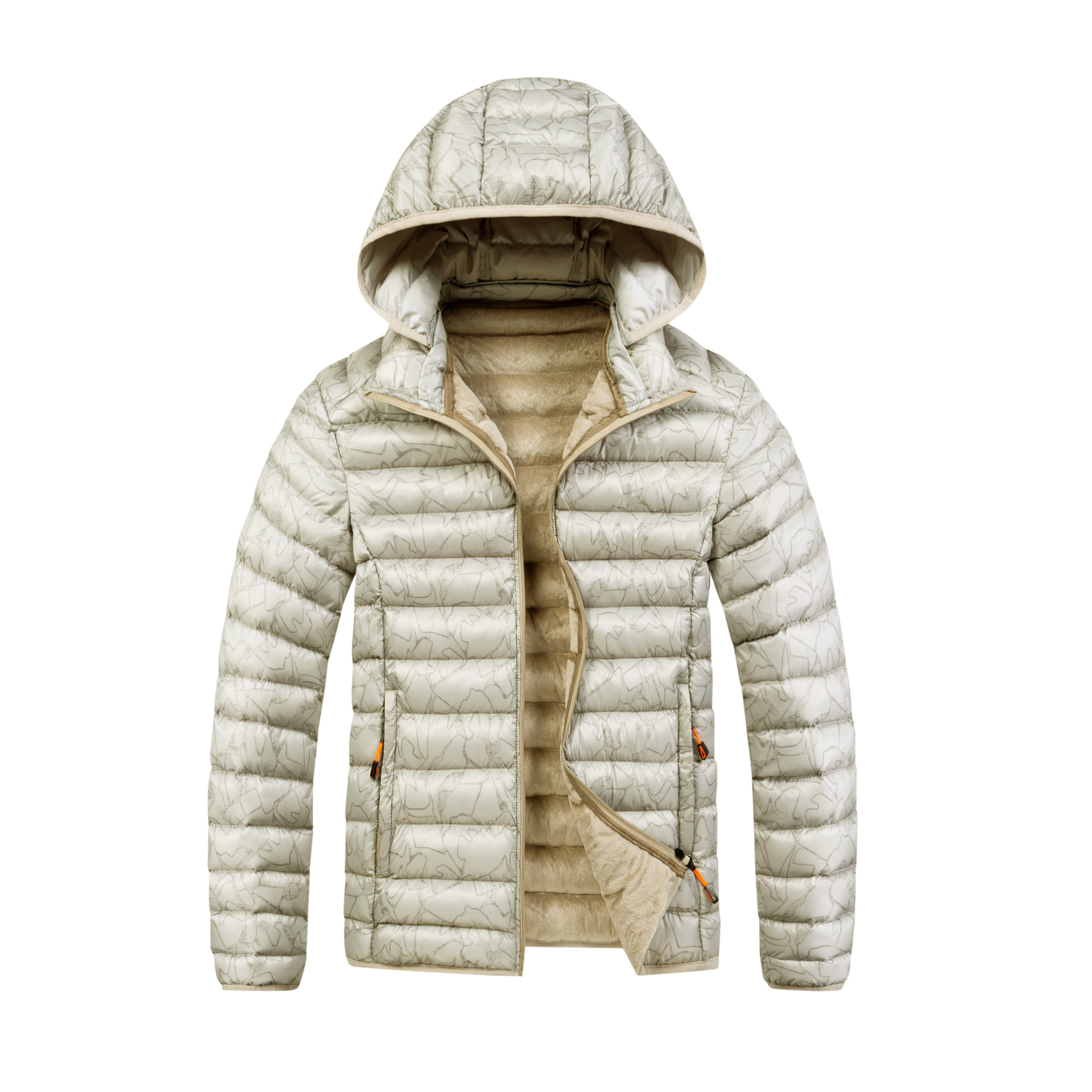 Rippenkleidung, baumwollgefütterte Kleidung für Männer, abnehmbare Hüte, gestapelte und verdickte baumwollgefütterte Jacken für Männer_voghion.com