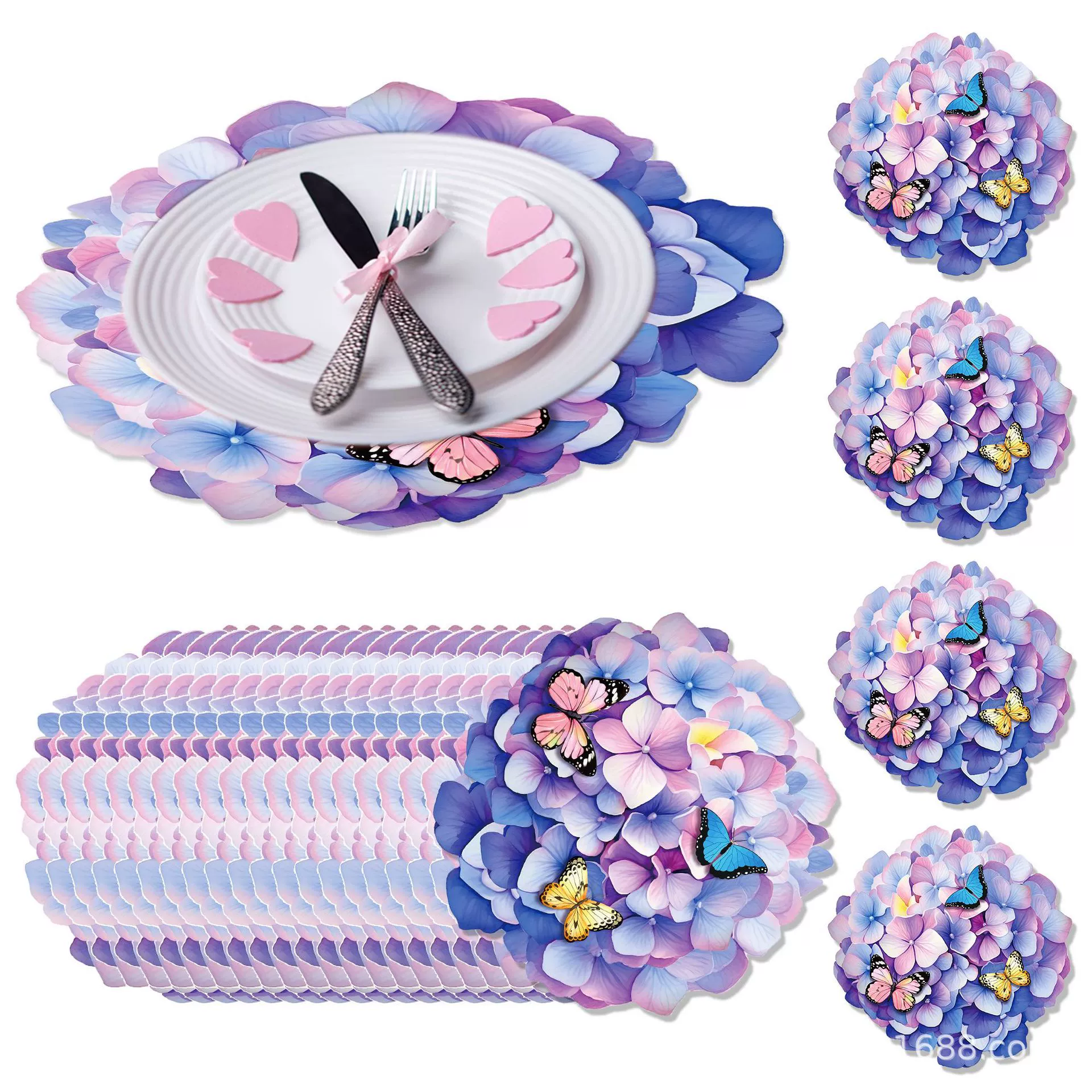 CA026 Гортензия Коврик для вечеринок праздничный день рождения, макет одноразовые бумажные коврики