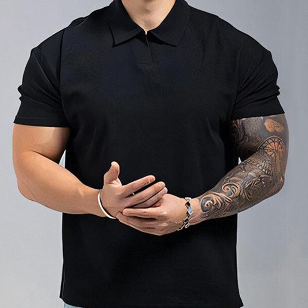 Summer New Simple Solid Color Chinese Style POLO Henry Collar Sports Casual Breathable Fitness Cuff Short Sleeve T-shirt for Men Summer New Simple Solid Color Chinese Style POLO Henry Collar Sports Casual Breathable Fitness Cuff Short Sleeve T-shirt for Men