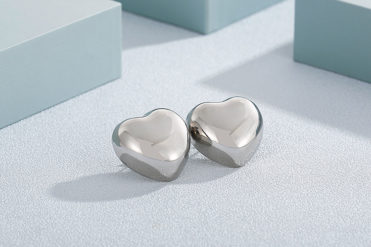 European and American Heart Necklace Semicircle Earrings Electroplating Rhinestone Stainless Steel J