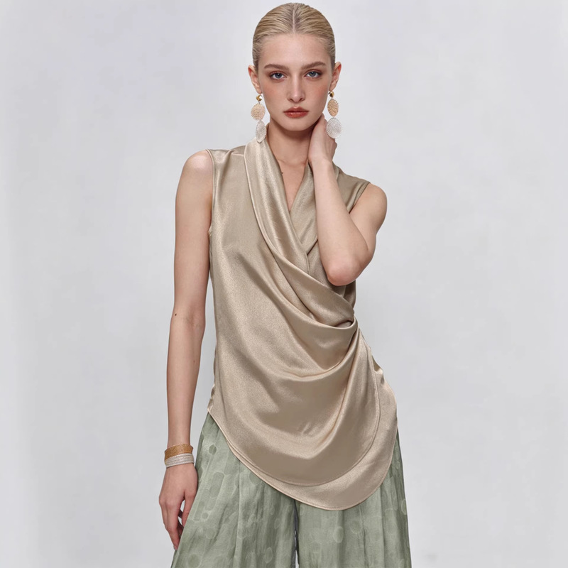 Haute Couture Parisian Flower Designer Collaboration Acetate Fashion V-Neck Sleeveless Shirt Resort Wedding Evening Dress