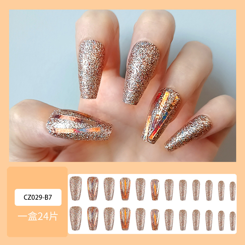 Tiktok mejor vendido diamante pieza de uñas arte de uñas parche de uñas falso avanzado desgaste hecho a mano de uñas producto terminado largo al por mayor