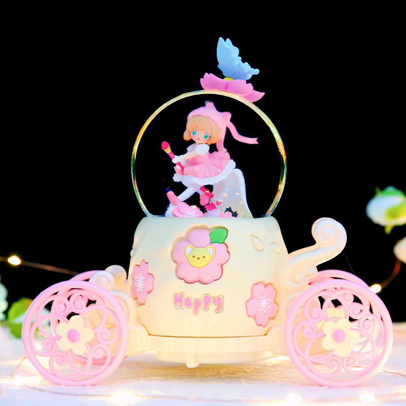 マーメイドプリンセス城クリスタルボールオルゴール回転トロイの木馬オルゴール女の子誕生日プレゼントクリエイティブおもちゃ|undefined