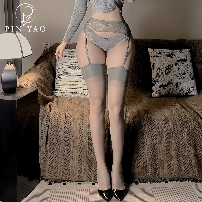 Red Lace Sling Silk Stockings Fake Two-piece Stitching Lori JK Pure Desire Black Silk Sexy Thin Stockings Trendy Grey