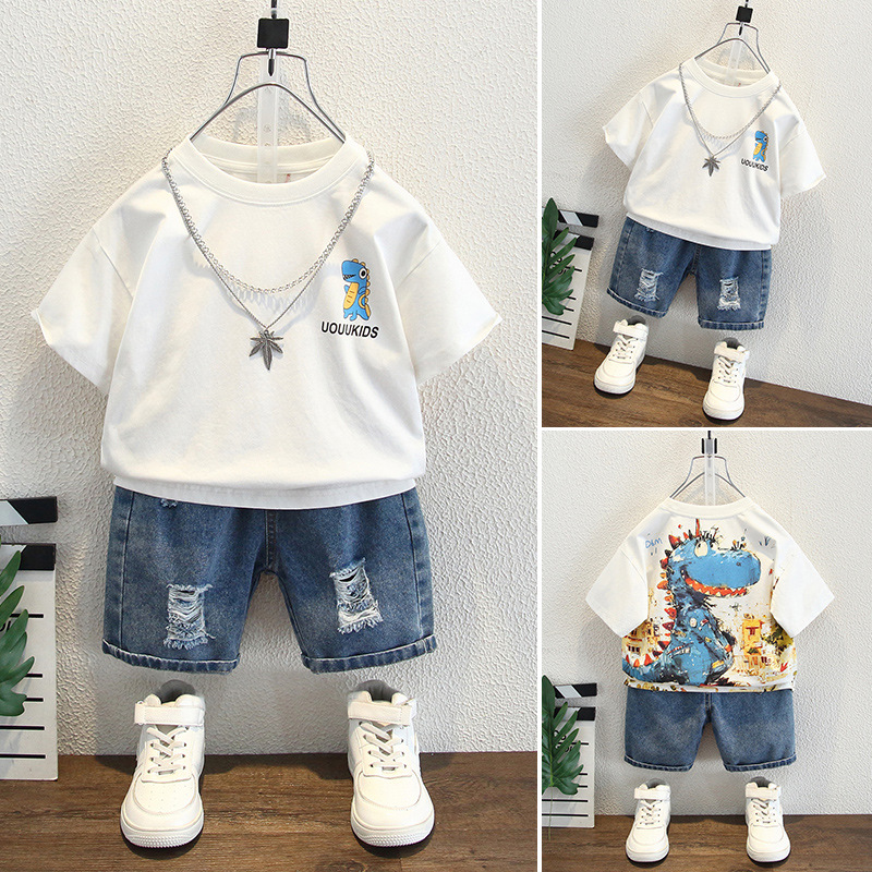 7983 camiseta de manga corta para niños 2025 nuevos tops de ropa para niños ropa de verano para niños tendencia estilo rufián guapo moda versión coreana