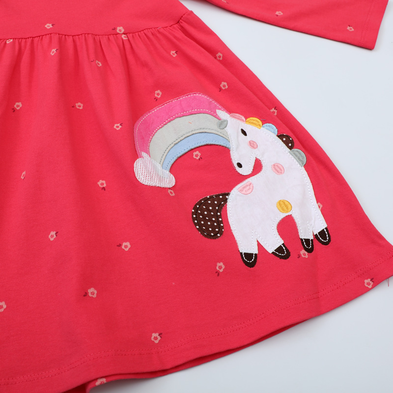 Otoño europeo y americano niñas Vestido de manga larga niños vestido lindo hogar niñas punto de algodón falda de otoño