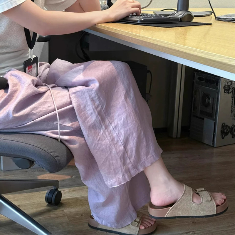 Summer Essential~ Purple Drapey Linen Pants for Women, Relaxed and Flowy Straight Wide-Leg Pants Summer Essential~ Purple Drapey Linen Pants for Women, Relaxed and Flowy Straight Wide-Leg Pants