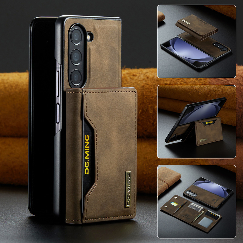 M2 Is Suitable for Samsung Z Fold5 Magnetic Card Holder Protective Cover Z Fold7/6/5 Magnet Split Leather Case Mobile Phone Case