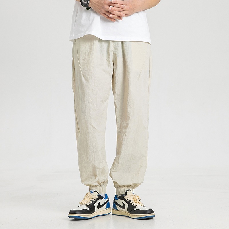 Japanese retro solid summer silk thin quick dry trousers