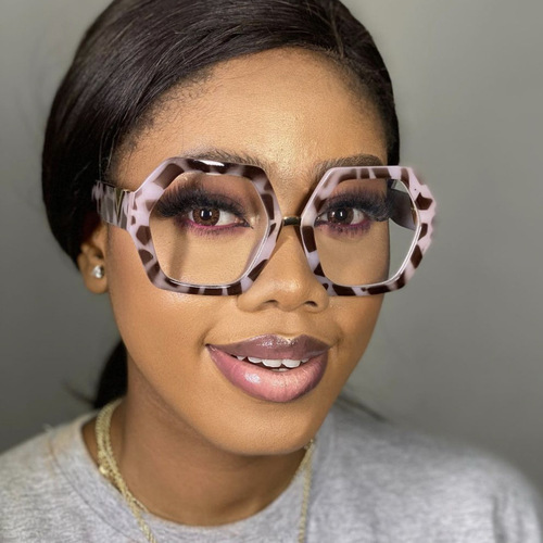Personalized polygonal large frame glasses frame  new European and American V flat mirror trendy street photography anti-blue light glasses frame