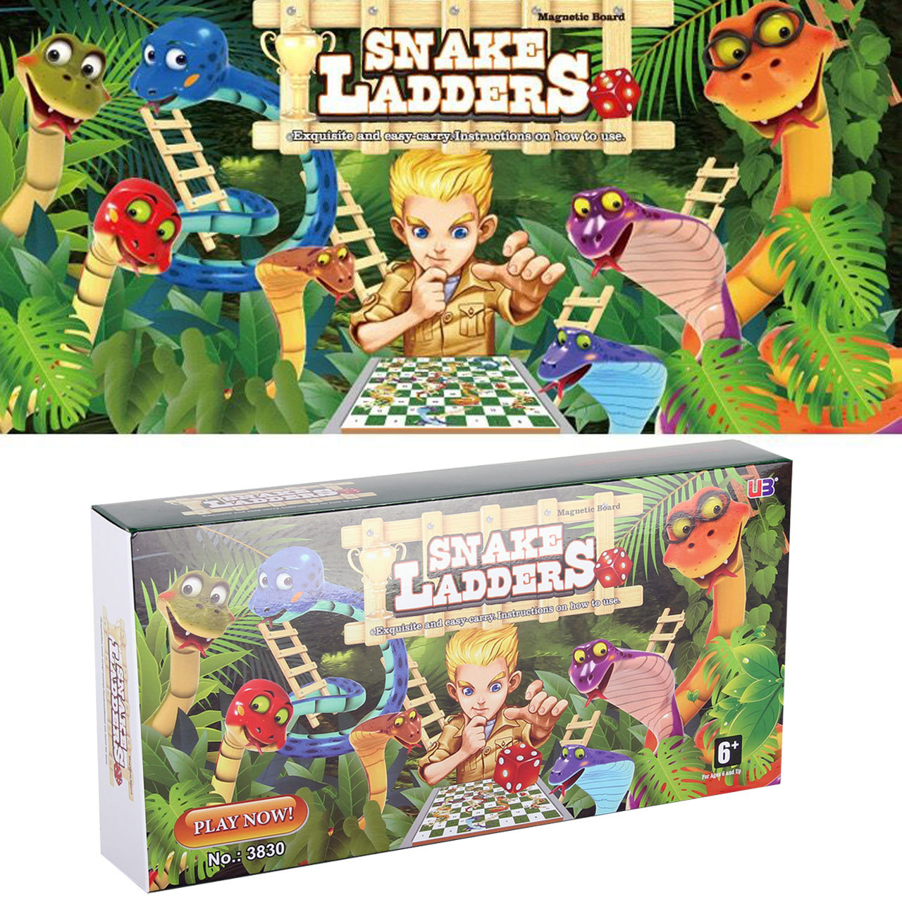 Magnetic folding 3D Snake Ladder chess puzzle children Interactive chess game chess