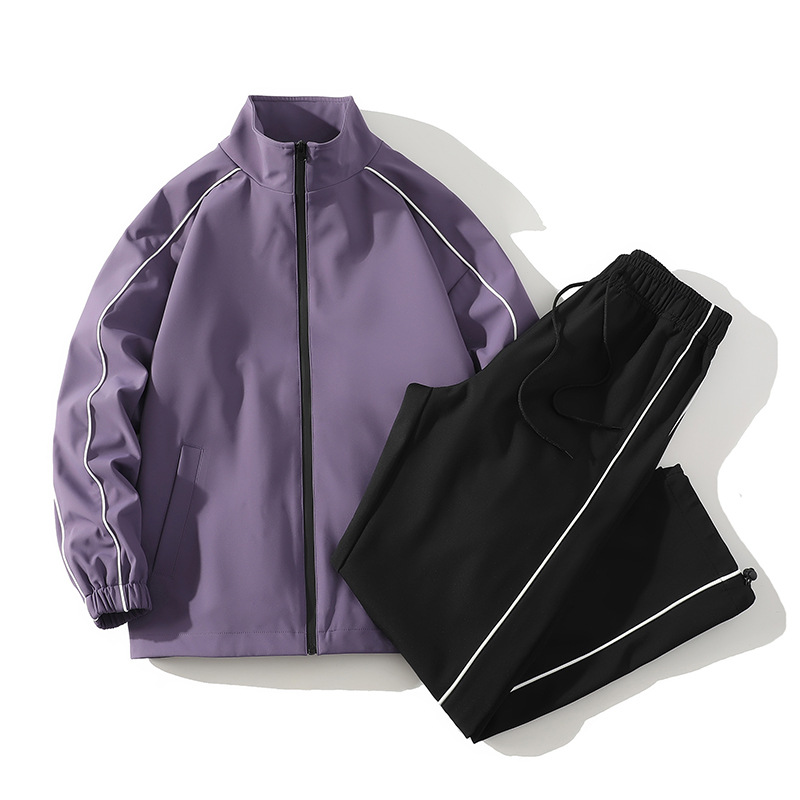 Primavera y otoño juego deportivo casual hombre chaqueta de cuello al aire libre pantalón recto hombre personalizado dos piezas de ropa deportiva transfronteriza